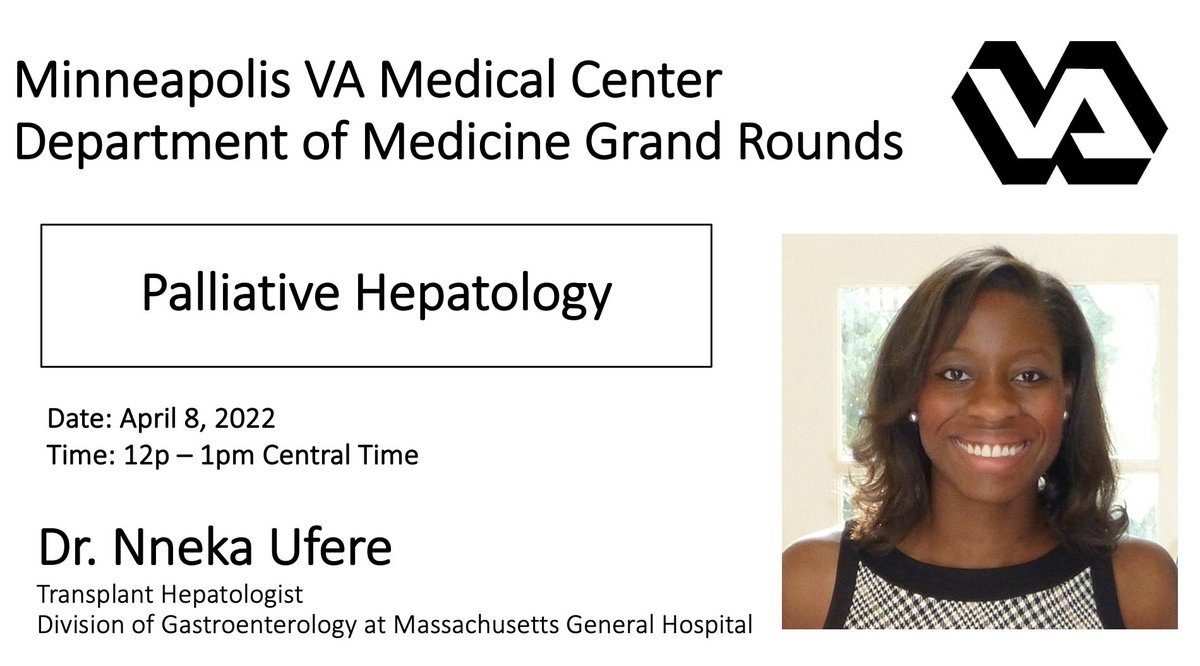 Looking forward to <a href="/VAMinneapolis/">Minneapolis VA Health Care System</a> Medicine Grand rounds this Friday by my friend &amp; mentor <a href="/NnekaUfereMD/">Nneka N. Ufere, MD MSCE</a>!

Great read in preparation for her talk: 
AASLD Practice Guidance: Palliative care &amp; symptom based management in decompensated #cirrhosis
aasldpubs.onlinelibrary.wiley.com/doi/10.1002/he…
#livertwitter