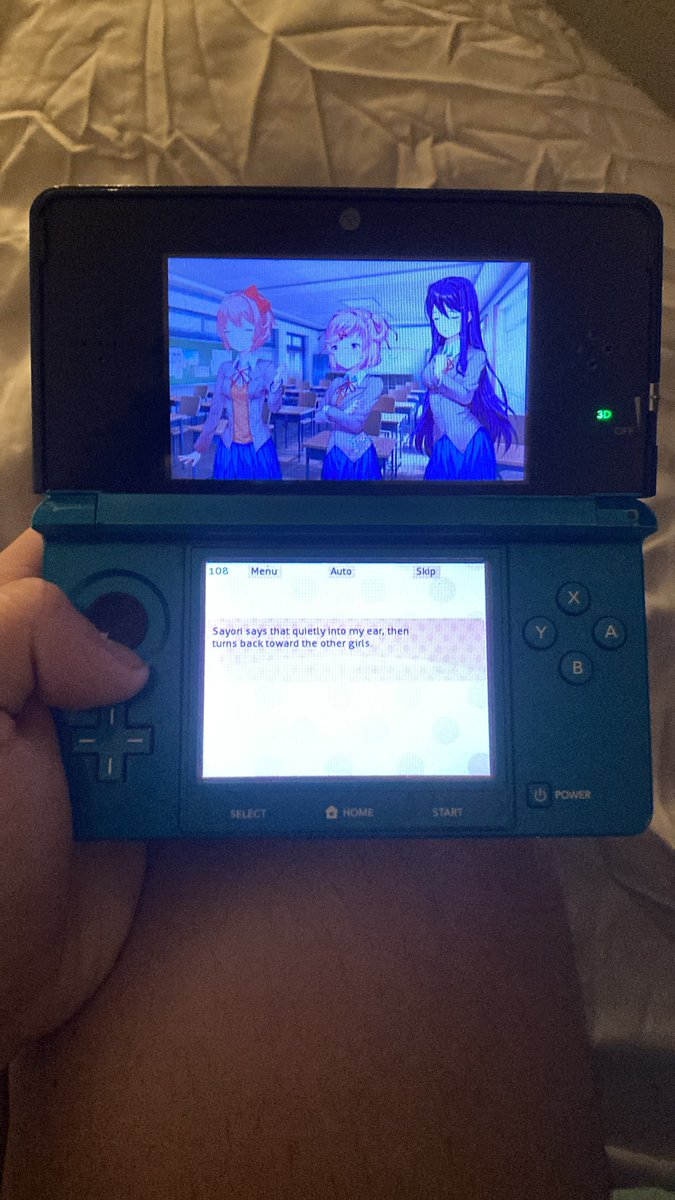 //I have to show this off. I have doki doki literature club on my 3ds