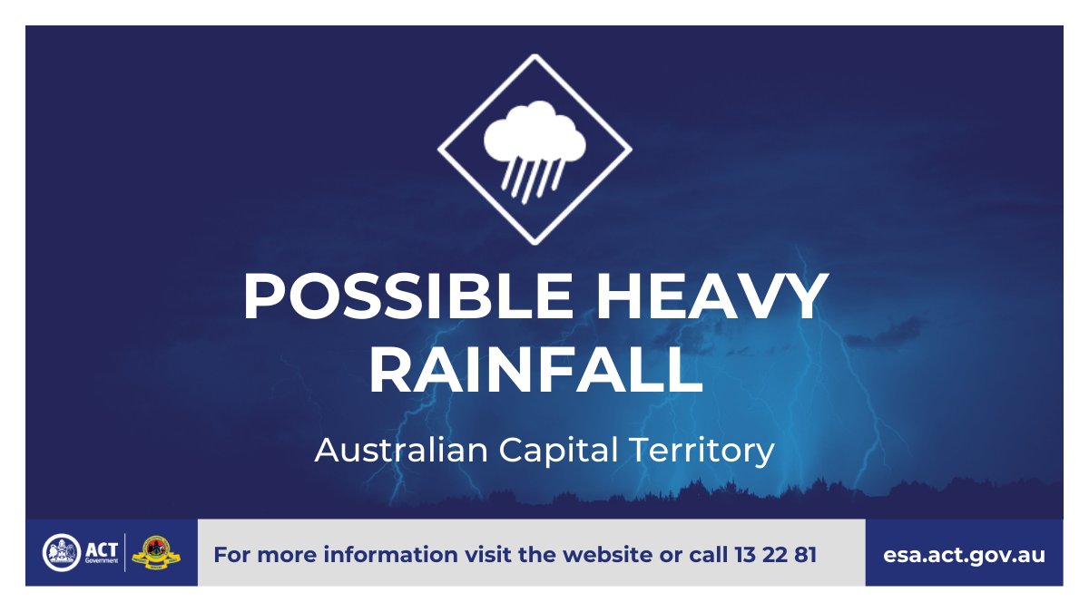 ACT_ESA's tweet photo. Possible heavy rainfall for the ACT over coming days.

More information https://t.co/OYIyjGDuL0 https://t.co/z8Q6qvXacZ