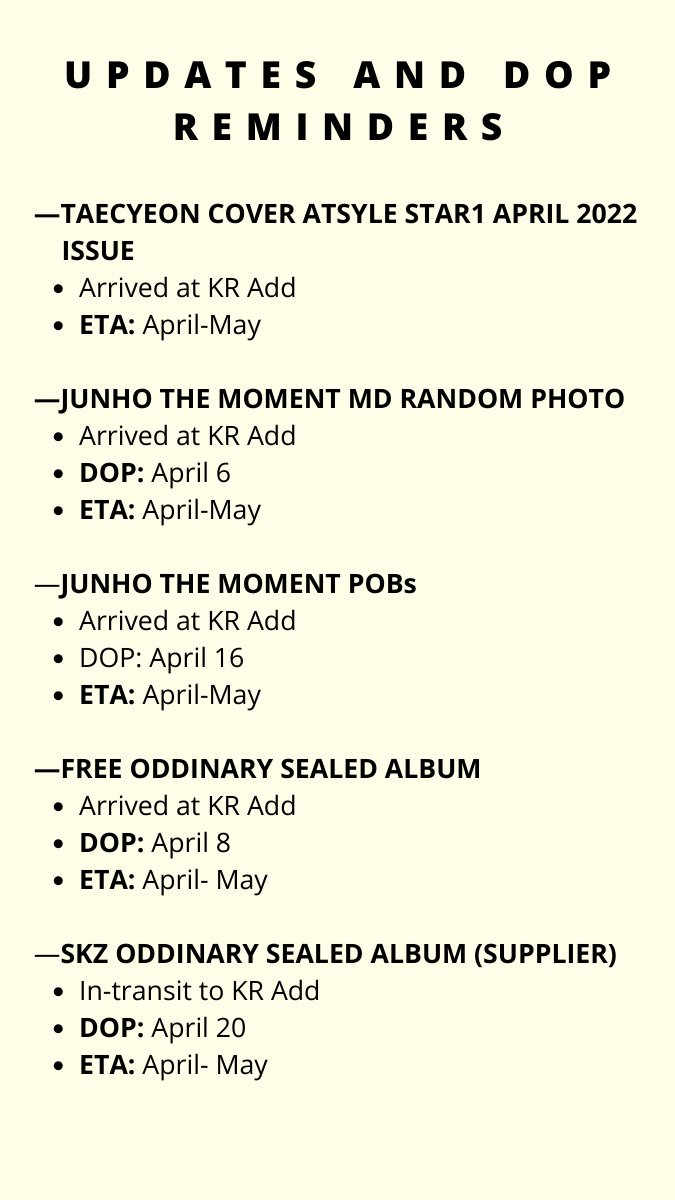 iTreasurePH's tweet photo. [#iTreasureUpdates]

MASS UPDATE and DOP REMINDERS as of April 06, 2022 ✨ https://t.co/oINABzUTlq