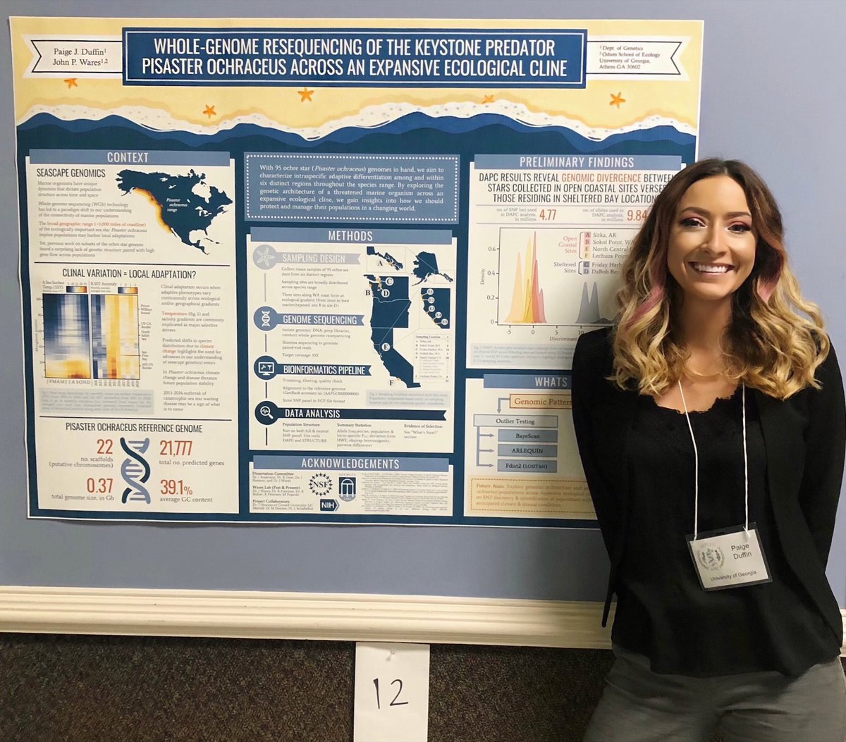 Had a great time showing off some preliminary results for my ochre sea star #WGS project at #SEPEEG two weekends ago! Thanks for hosting @uga_genetics!