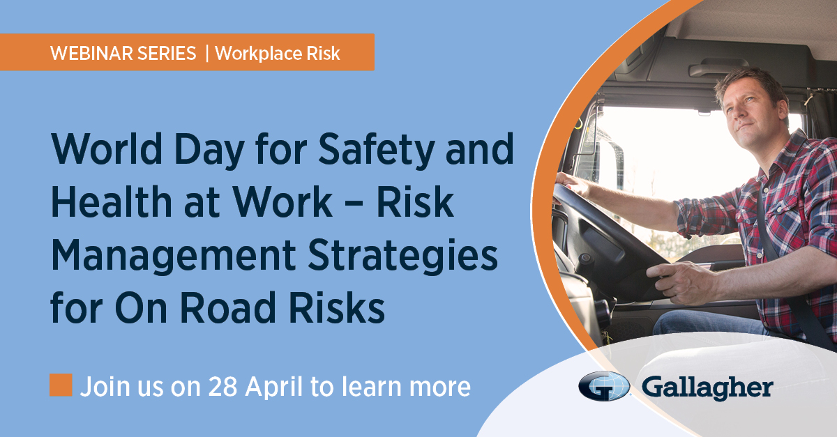 Gallagher_WPR's tweet photo. Join our FREE webinar on 28 April, World Day for Safety &amp; Health at Work. Register here: https://t.co/obmF4jzX57  
💡Discuss risk management strategies for on road risks
💡Hear from panel VTA, TCA, NTI
#Gallagher #Transport #Safety #RiskAdvisory #worldWHSday2022 #SafeDay2022 https://t.co/UpWsmJ9Svx