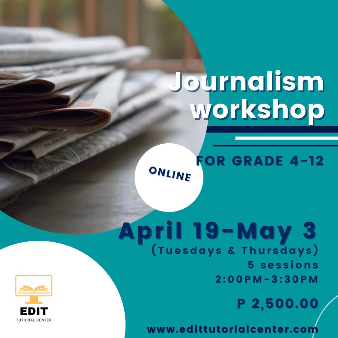 edittutorialsph's tweet photo. Learn English writing in a fun way 😊 enroll in our journalism workshops to sharpen your kid’s grammar, vocabulary and syntax. #onlineworkshop #essays #summerworkshop #summerclasses https://t.co/VhKHQ0dYfS