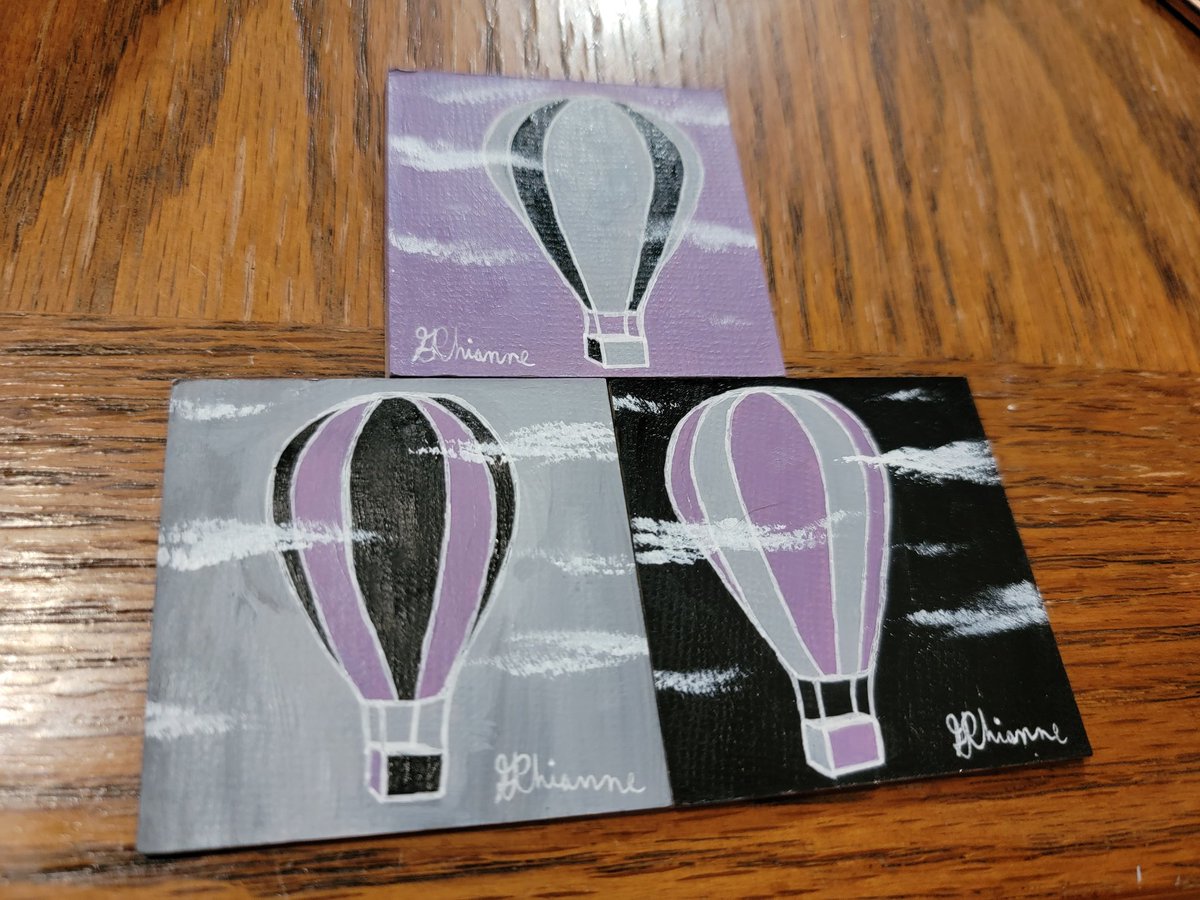 GrhianneA's tweet photo. The #asexualpride minis are done! To try to maintain the outlines, I used a white ink Jelly pen. Those things are actual magic, I swear. I LOVE how these turned out.
#asexuality #acepride #subtlepride #LGBTQ #lgbtqart #LGBTQartist #localartist #okcart #okcartist #okart #aceshit https://t.co/RA60qqqJ4d