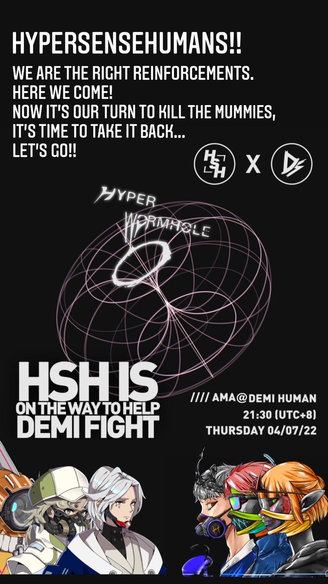 Hyper_S_Humans's tweet image. Something big is about to happen 👀

@DemihumanNft x @Hyper_S_Humans 

Come find out during our AMA 🦾

👾 discord.gg/hypersensehuma…

👾 discord.gg/exqXnbPCVH

#NFTCommmunity #demifamily #demihuman #hsh #hypersensehumans