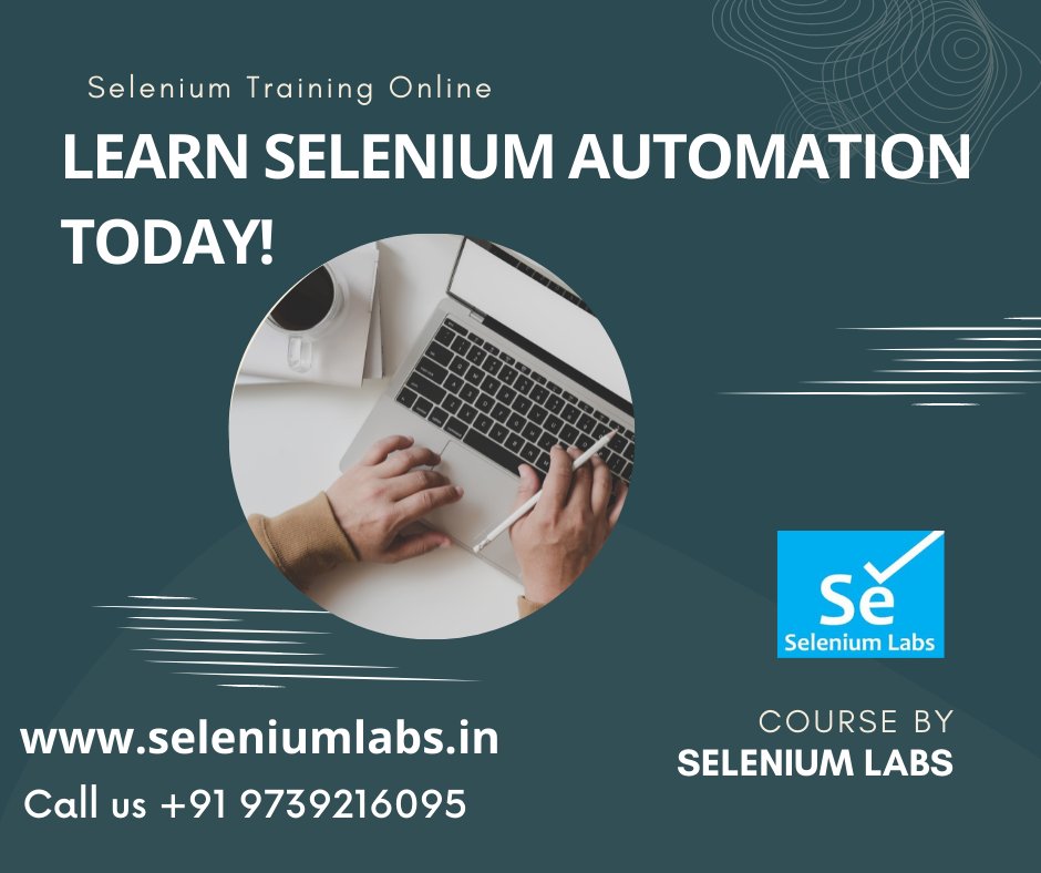 sleniumclasses's tweet image. Selenium with Java training online by Selenium Labs for all levels of students from beginners to professionals. Courses are designed by industry experts, having years of experience in automation testing. Get more information here; seleniumlabs.in/courses/seleni…
#seleniumlabs