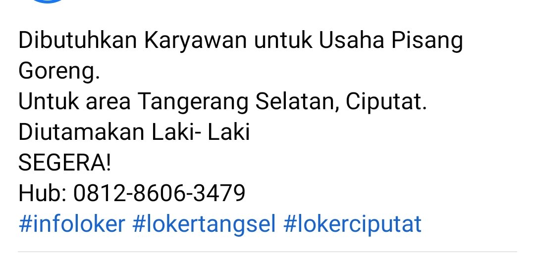 Boleh di share ya bagi yg butuh kerjaan, bisa langsung hub ke no: 0812-8606-3479 #lokertangsel #lokerciputat