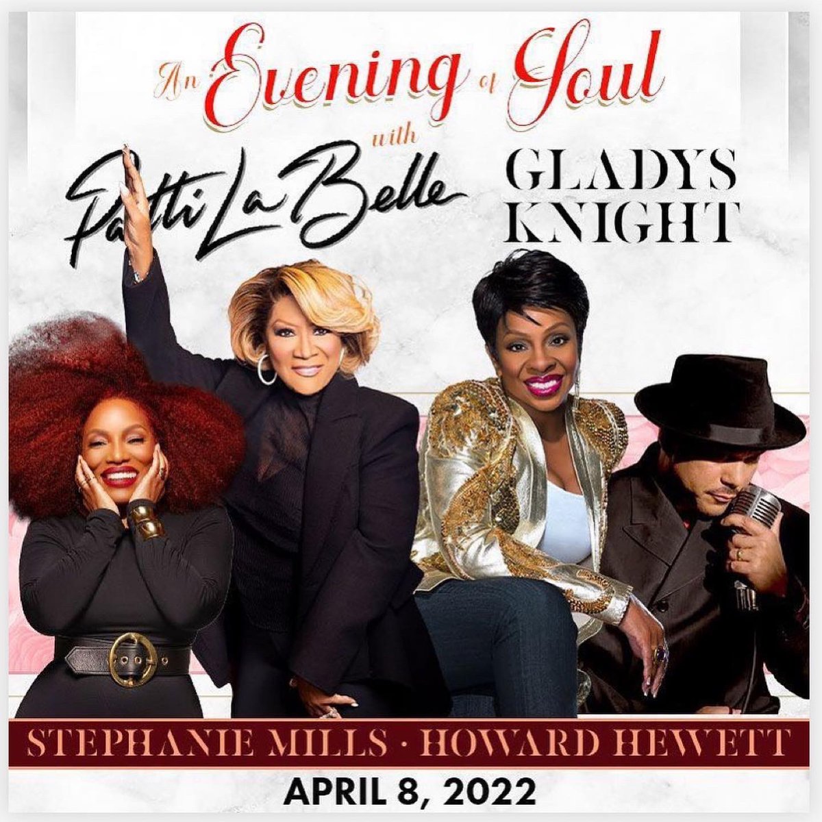 PrettyMill1's tweet photo. My weekend is booked for two major events. Friday night April 8th Chicago. Saturday April 9th St. Louis @mspattilabelle @msgladysknight and @howard_hewett #StephanieMillsTour #blackpromoterscollective #gsquaredevents. Get your tickets, get in your seats early. This is history https://t.co/8vL95rtdmI