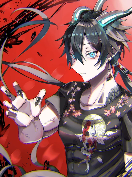 #イラスト #創作 小説『GINKI』より出展。黒龍 柳黑兎「ヤナギ コクト」Illust    Art・Walker 