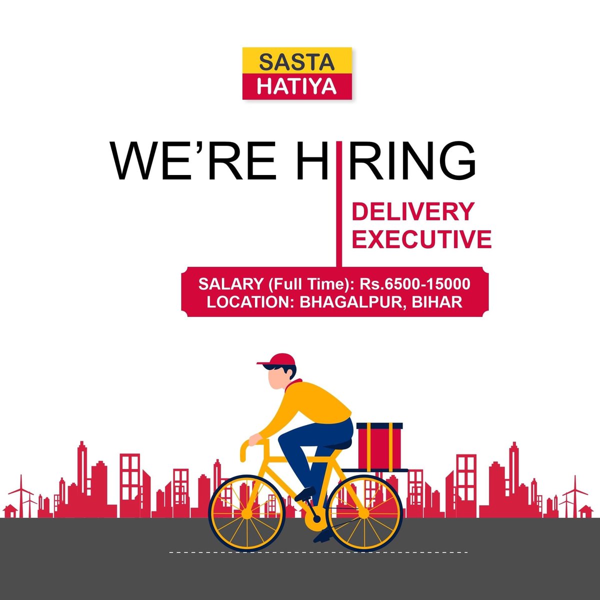 cyberviku's tweet photo. We are Hiring Delivery Executive for Sasta Hatiya Bhagalpur..
------------------
Job Details
----------------------------------------
Full-time  · ₹6,500 - ₹15,000 / month
----------------------------------------
#SastaHatiya #ApnaHatiya https://t.co/Q8pLXGqLPL