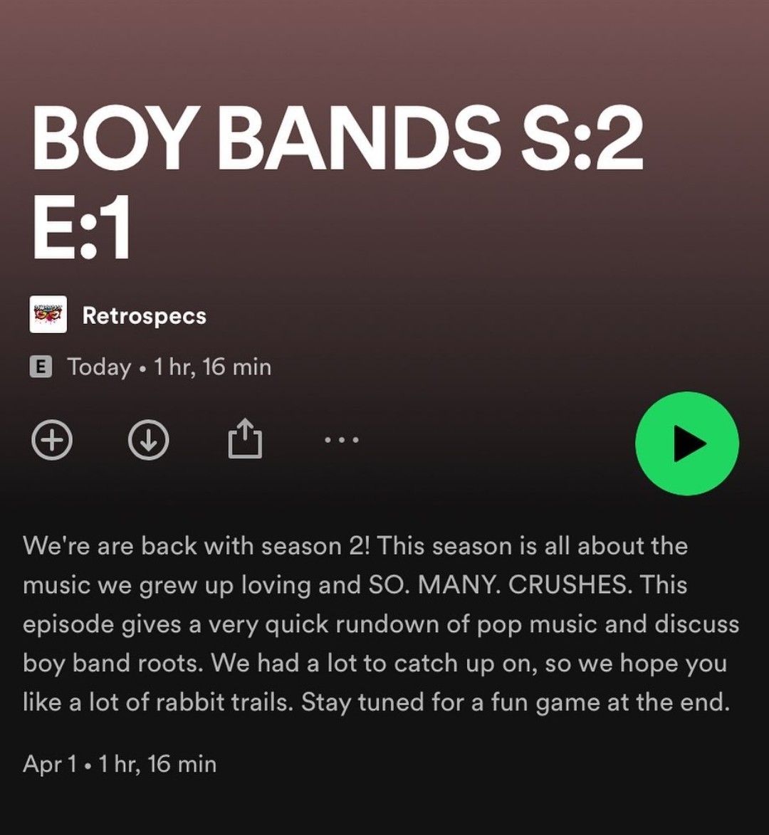RetrospecsP's tweet photo. As a reminder, SEASON 2 IS OUT! If you are a fan of #boybands, frosted tips, and silky smooth dance moves, check it out! Available on Spotify, Apple, Google, Anchor, and Stitcher. #music #podcasts https://t.co/nfTyoCeq1A