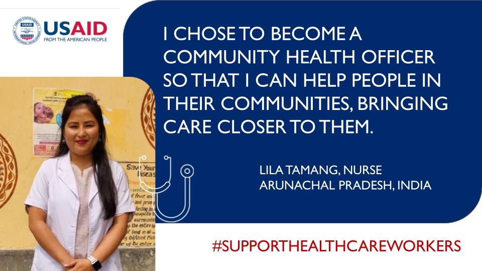 Meet Ms. Lila Tamang, a nurse from Arunachal Pradesh, India, who used skills from a @USAID training to combat #COVID19 in her community. She said, “When people are unable to come to the health facility to maintain social distance, I take the healthcare to them.” #HWHeroes