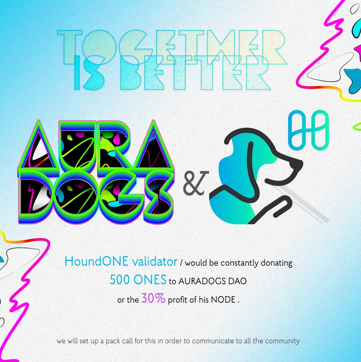 auradogsdao's tweet photo. Together is better @Houndvalidator @harmonyprotocol @HarmonyLatamDAO  @harmony_coin https://t.co/abIfOKQf5j
