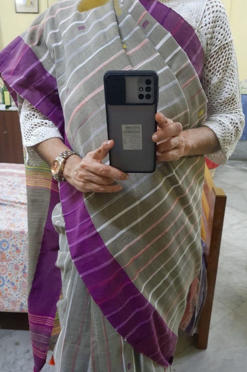 piyali0117's tweet photo. My new #Phulia sari that's starch-free. Starch-free is all the rage this #summer After the #Partition Hindu weavers of #Tangail district re-located in Phulia in Nadia district & re-built their lives. https://t.co/RL5Jm5dRqO