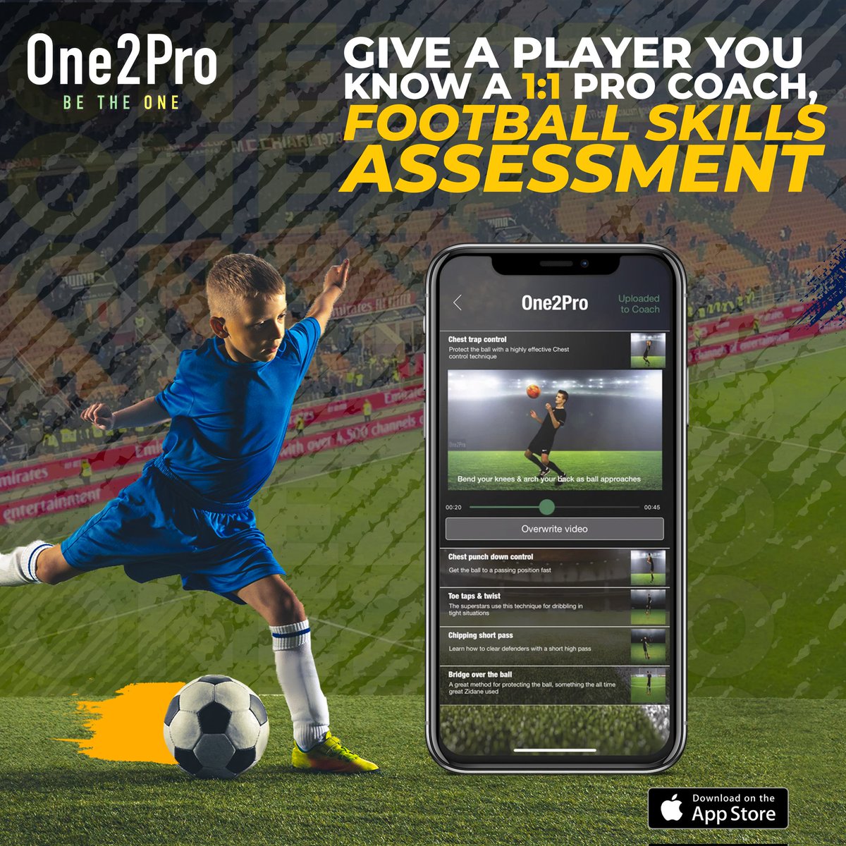 One2Pro's tweet image. Give a player you know a 1:1 pro Coach, Football Skill Assessment 👉 Download Now: apple.co/38bnAVt

#footballstream #footballlive #footballlivestream #footballmanager
#footballtips #footballacademy