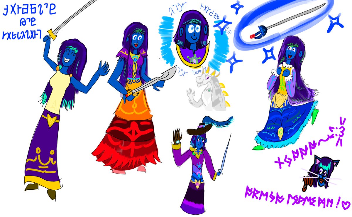 LoshadSpaceport's tweet photo. Chandaelje the alien princess, being the happy woman she is because she loves #fencing.

#alien #originalcharacters #digitalart #blueskin #artistsontwitter #writingcommunity #ArtistOnTwitter #drawing #dragon #swords #PraiseOdin https://t.co/pGKGRkACCl