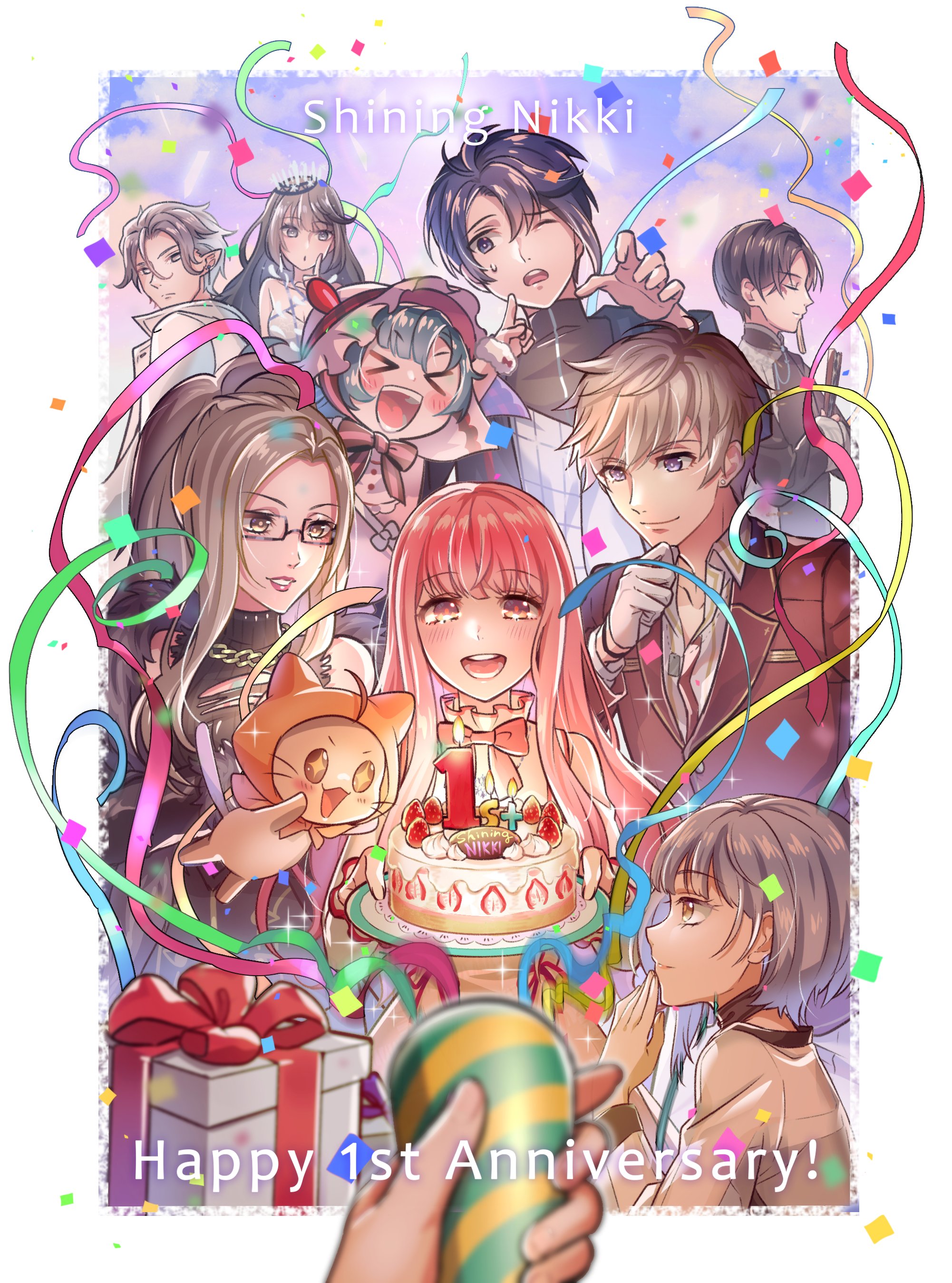 天ぷらピザ シャイニキイラストコンテスト シャイニキ1周年 1周年おめでとうございます 1年間一緒にニキちゃんと旅したプレイヤーも クラッカー鳴らしてお祝い これからのシャイニキの展開も楽しみにしています T Co pqtnrugj Twitter