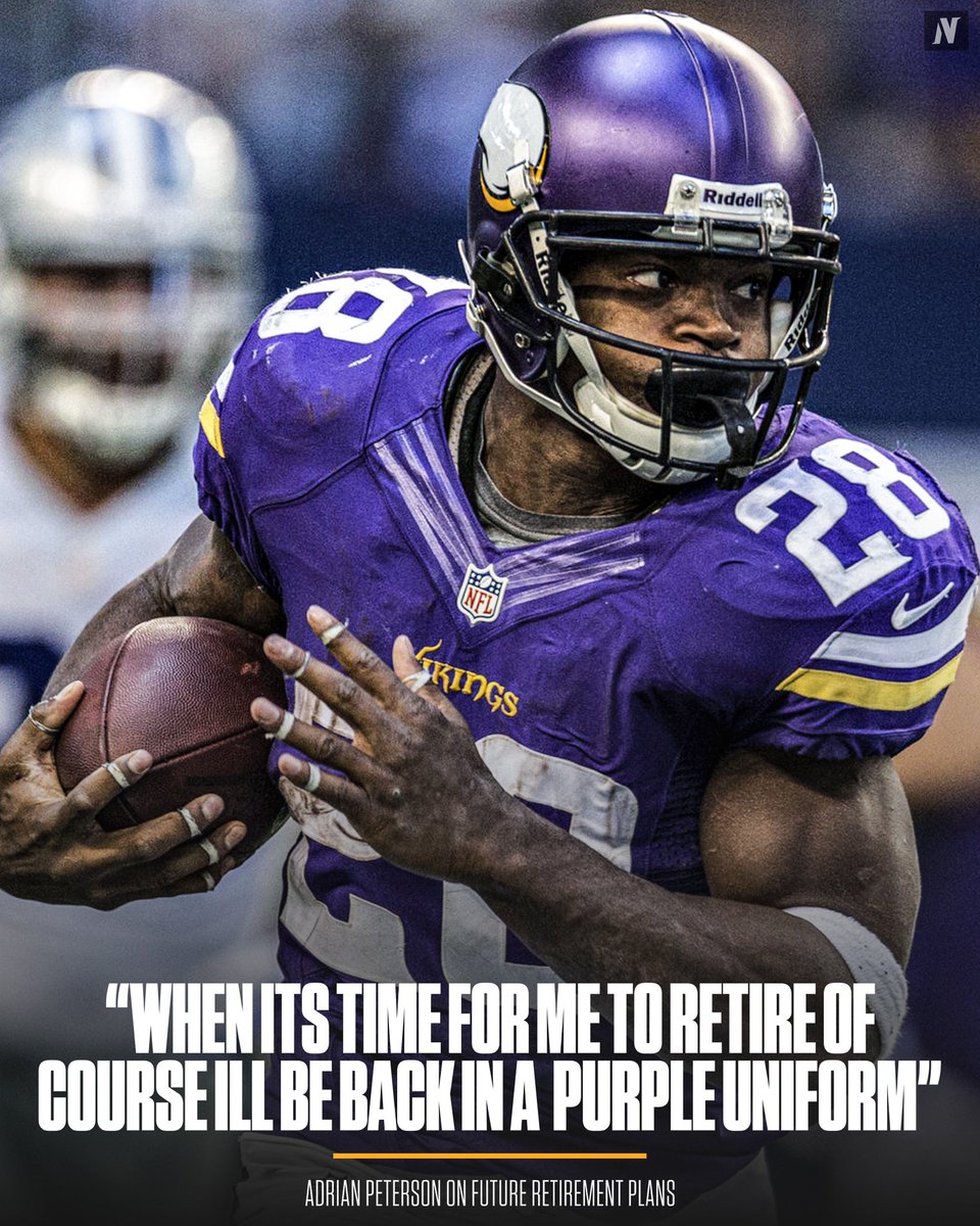 vikingsnationmn's tweet photo. Adrian Peterson recently said that when it comes time for him to retire from the NFL, he would like to do it with the #Vikings (via a one-day contract) 🔥 https://t.co/Moedi3wor4