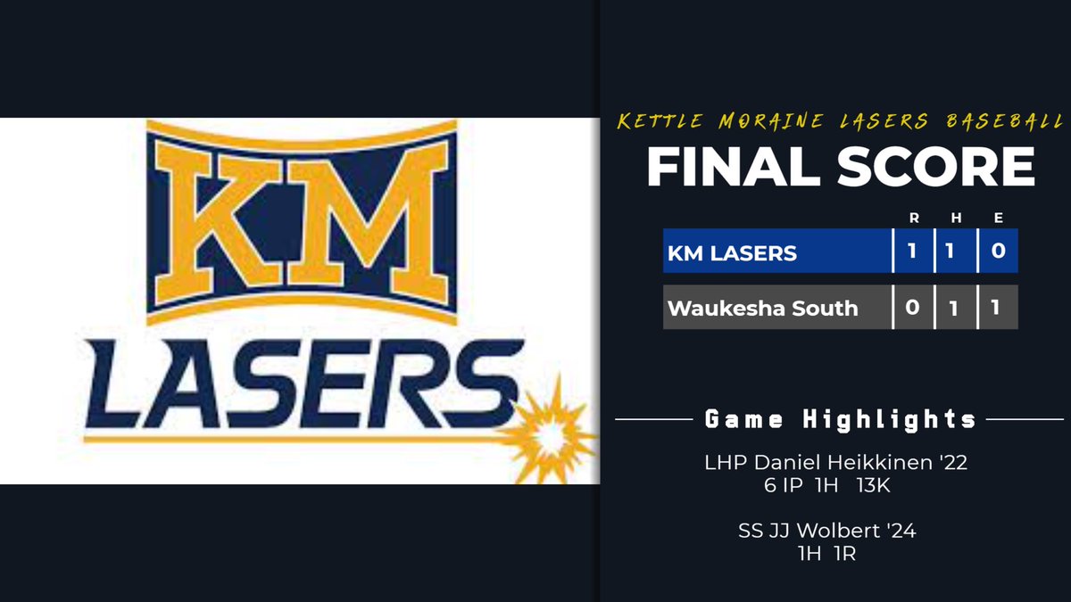 Lasers open season with 1-0 win over Wauk South in a Classic8 pitchers dual! #DTD #KMNation 
<a href="/Sports_Freeman/">Freeman Sports</a> @PBRWisconsin <a href="/kmnation_/">KM Student Section</a> <a href="/tell_taylor/">Tell Taylor_tempest persecutionship</a> <a href="/AndySrokaPBR/">Andy Sroka</a> <a href="/springsportsWSN/">WSN Spring Sports Scores</a> <a href="/MarkStewartMJS/">Mark Stewart Ⓜ️</a> @travisWSN