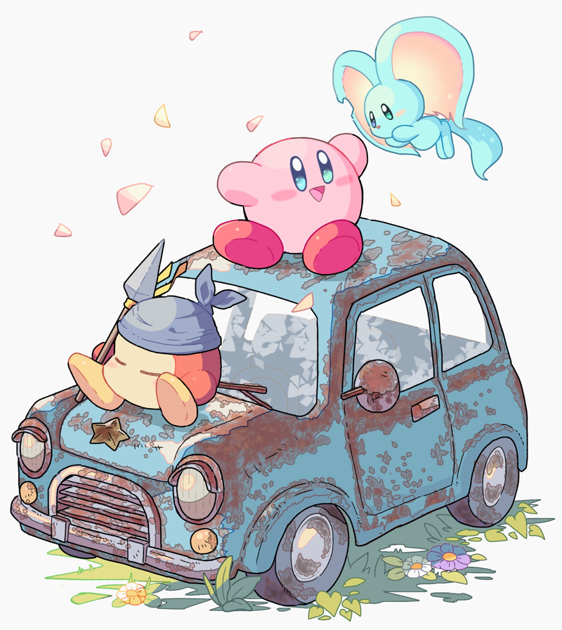 kirby bandana blue bandana ground vehicle motor vehicle polearm spear weapon  illustration images