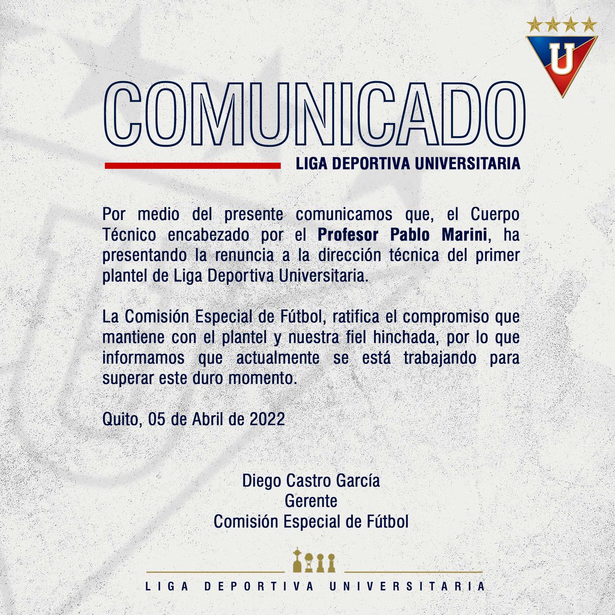 #ComunicadoOficial: Pablo Marini