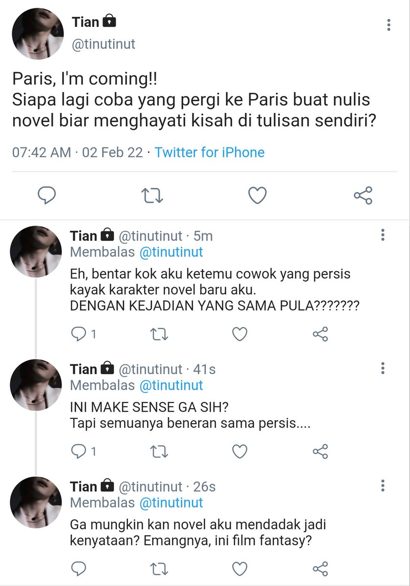 ameuriccano's tweet photo. JAEYONG AU

Tian, seorang penulis novel romansa terkenal tapi tidak pernah mengalami kisah percintaan sama sekali. Mengalami hal ajaib, bertemu dengan seorang pria yang anehnya sama persis dengan karakter novel terbarunya. Apakah novelnya menjadi nyata? https://t.co/J6fqo4N4n5