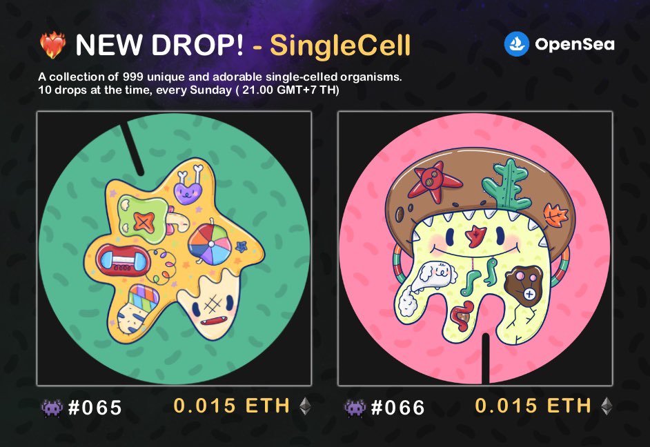 🔥 NEW DROP !!!🔥

🚀Collection SingleCell🚀
👾 singlecell#065-066 | 0.015 ETH 

🟢Available Now 🧫 opensea.io/collection/sin…

#NFTCollection #NFT #NFTCommunity #opensea #NFTTHAILAND #nftart