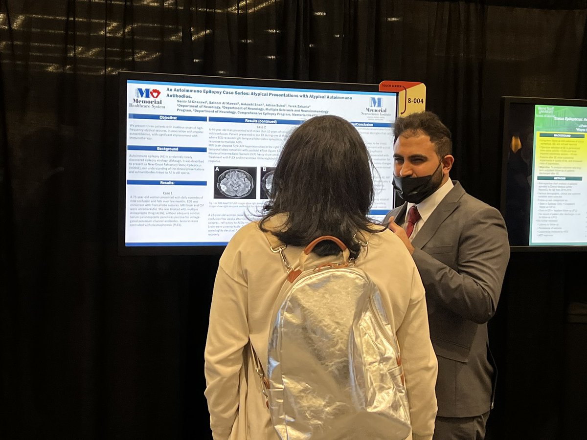 MhsNeurology's tweet photo. We’re proud of our @mhshospital #neurologyresidents Dr. Al Mawed, Dr. Besser, and Dr. Al-Ghazawi for presenting their abstracts at #AANAM @AdnanSubei https://t.co/GyW5VCsVfk