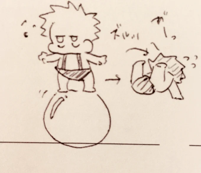 バランスボールに乗せてみた 