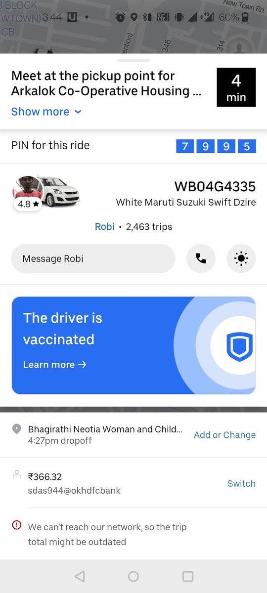 souvik_d's tweet photo. Ride cancelled immediately after asking the destination. Was booking it for my aged parents. Any action you will take @Uber_Kolkata @Uber_India https://t.co/p5bpSG08E6