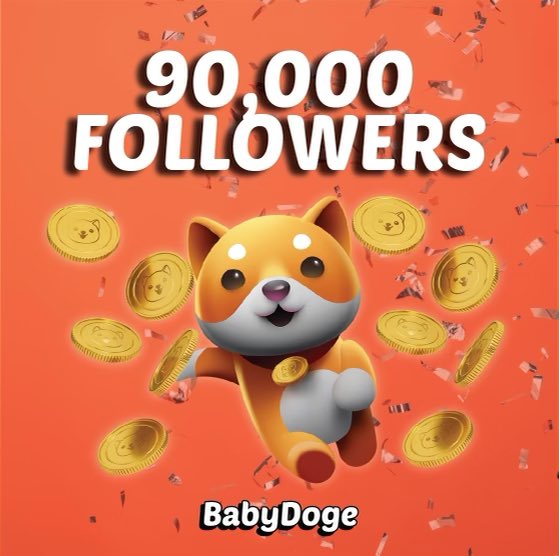 BabyDogeNFTs's tweet photo. Just passed 90,000 Twitter followers let’s go #BabyDoge #BabyDogeNFT https://t.co/DVBItLJvDB