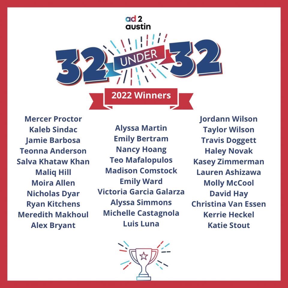 Official_AlexB_'s tweet photo. I’m honoured to be selected for @Ad2Austin’s 32 Under 32 awards with these incredible honourees. To be recognized, I know it took resilience from every struggle, encouragement from every supporter, &amp; meaningful experiences that led to this moment and beyond. https://t.co/Owm7x4GH3n
