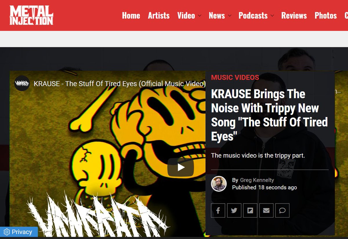 venerate2004's tweet photo. And it drops out of nowhere!
"The Stuff of Tired Eyes", the first video out of Krause's upcoming album, gets an exclusive premiere on @metalinjection 

https://t.co/dZRytHSKWn

Pre-order "The Art of Fatigue"  >> https://t.co/GOuVSxvQM0
Out on May 20th, 2022
@HoldTight_co  🙏 https://t.co/c1L0DTxRP2