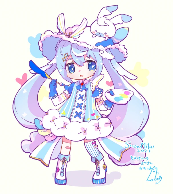 とわさんミクさん描いた～かわよ!

#SNOWMIKU2023 #雪ミク2023 
