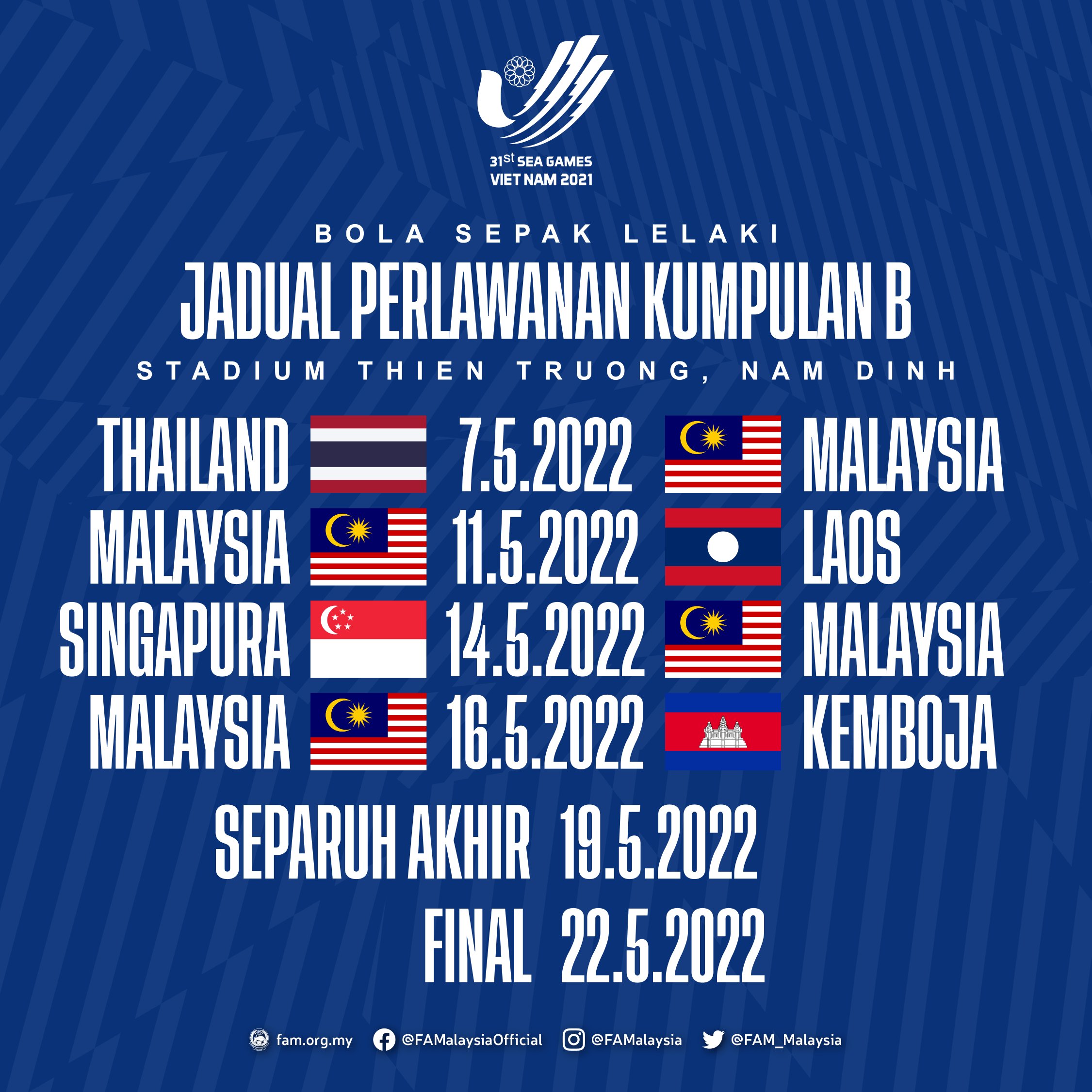 Jadual perlawanan persahabatan malaysia 2022