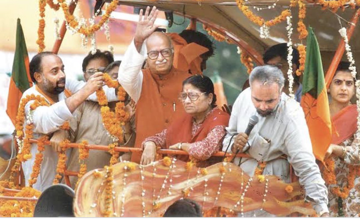 oratorgreat's tweet photo. In four images, 42 years of @BJP4India history #BJP #BJPFoundationDay2022 #SthapanaDivas #1984 #TwoMPs #RathYatra #RamMandir #VajpayeeAdvani #ModiShah https://t.co/CYQ0GYIVaD