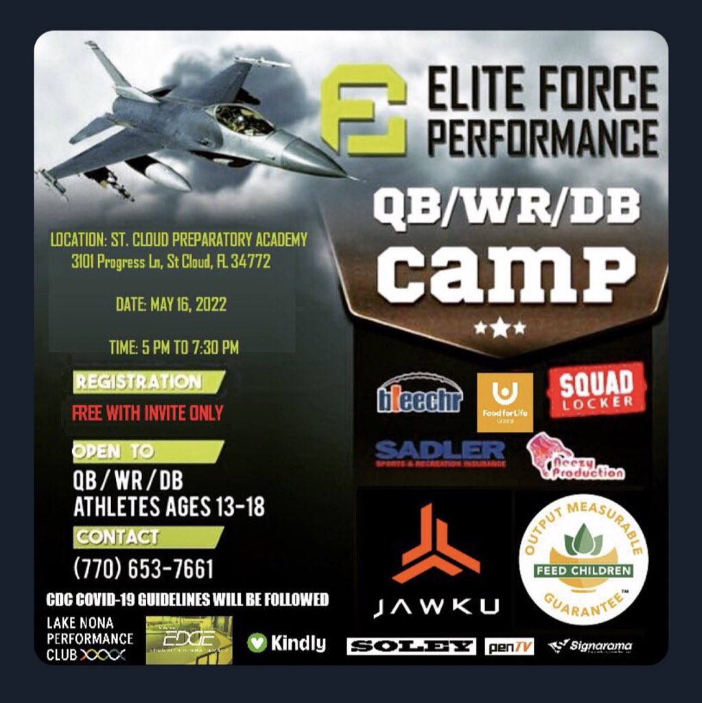 gio_aus's tweet photo. FREE invite only camp in FL. May 16. Media will be out covering the athletes and event. Ball coaches DM me. Media inquiries contact info@eliteforceperformance.com. Been 2 years waiting due to COVID. Gonna give these parents &amp; players all I got. @bleechr @pentv_ already confirmed. https://t.co/DYkfhIHfxI