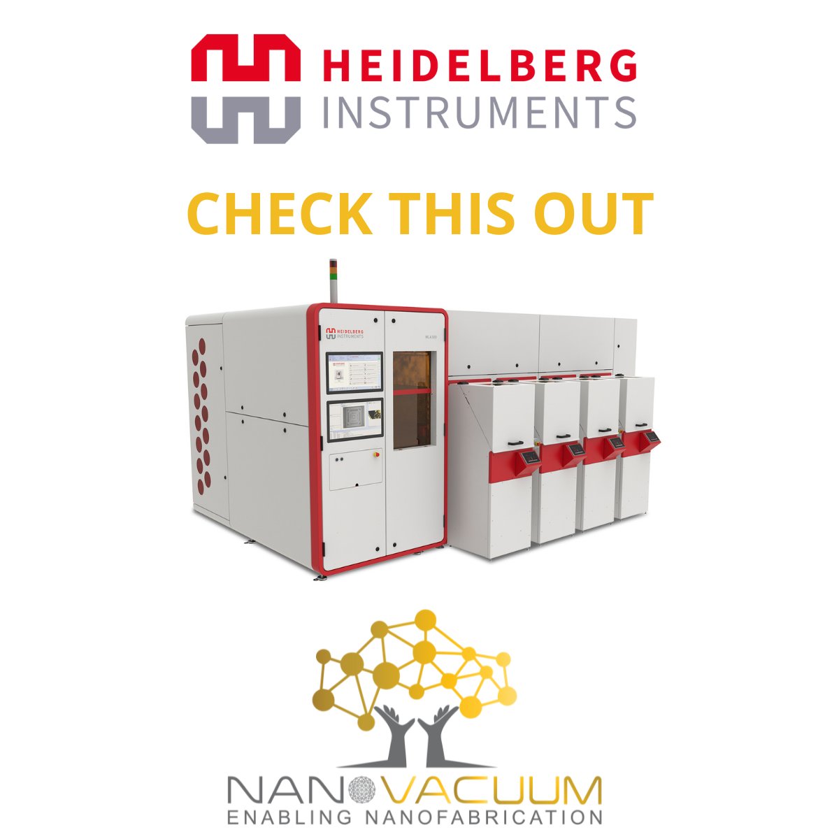 NanoVacuumANZ's tweet image. Big news Heidelberg Instruments receives order for MLA 300 Maskless Aligner. 
More here: bit.ly/3DIpoD1
#lithography #2Dmaterials#3Dmaterials #photonics #grayscale #directwrite#laserlithography #MLA300 #masklessaligner #nanovacuum #nanofabrication #heidelberginstruments