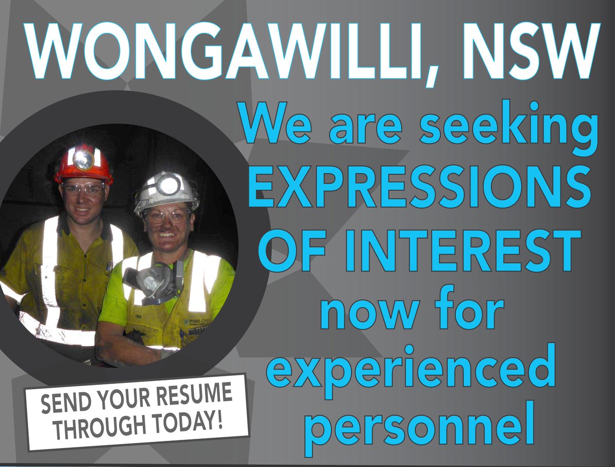 PIMS are requesting Expression of Interest for experienced underground positions at Wongawilli Mine, NSW!
Show your interest here: clientapps.jobadder.com/82025/pims-gro…