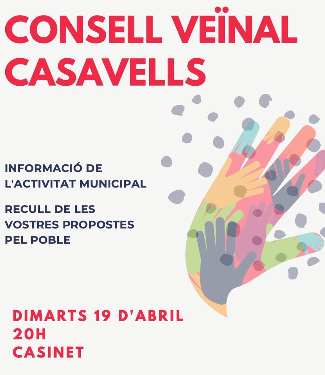ajuntamentcorca's tweet photo. CONSELL VEÏNAL‼️
👉 Informació de l’activitat muncipal. Recull de les vostres propostes pel poble.
Participa-hi!!!
_
#AjuntamentCorçà #VisitCorçà #Corçà #Casavells #Matajudaica #CassàDePelràs #Planils #Empordà #BaixEmpordà https://t.co/rK8DqOmUw5
