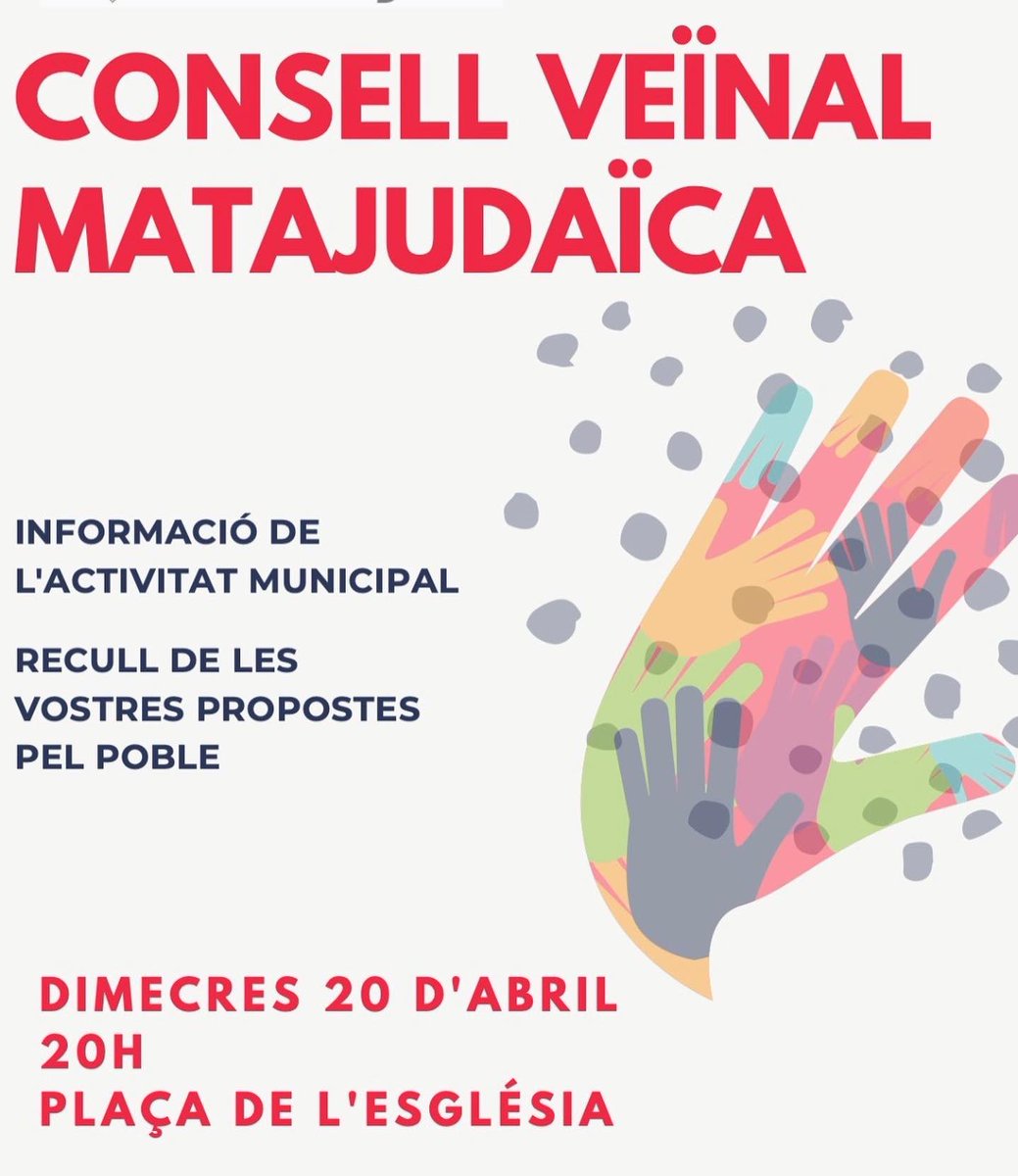 ajuntamentcorca's tweet photo. CONSELL VEÏNAL‼️
👉 Informació de l’activitat muncipal. Recull de les vostres propostes pel poble.
Participa-hi!!!
_
#AjuntamentCorçà #VisitCorçà #Corçà #Casavells #Matajudaica #CassàDePelràs #Planils #Empordà #BaixEmpordà https://t.co/rK8DqOmUw5