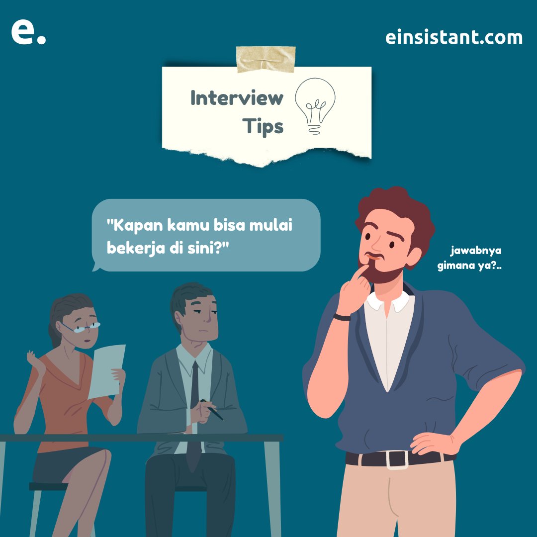 einsistant's tweet image. Sudah yakin siap kerja, tapi giliran ditanya rekruter "Kapan kamu bisa mulai bekerja di sini?" masih bingung mau jawab apa?

Duh, jangan sampai salah jawab deh FrEins, bisa fatal banget. Nih einsistant.com coba kasih beberapa contoh cara jawab pertanyaan itu ya!