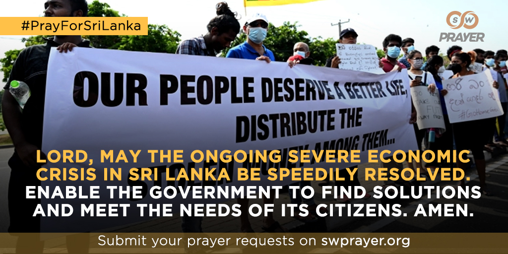 SwPrayer's tweet image. Lord, may the ongoing severe economic crisis in Sri Lanka be speedily resolved.  Enable the government to find solutions and meet the needs of its citizens. Amen.
#prayforpeace #PrayForSriLanka #swprayer #SrilankaEconomicCrisis #Jesus #MotherMary #Peace #Srilanka #saveall