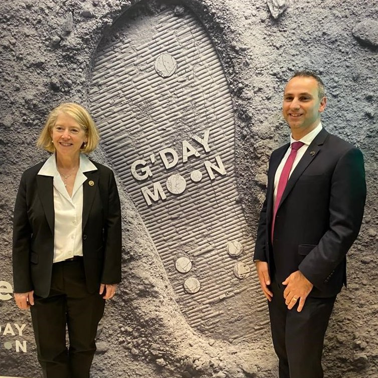 AusSpaceAgency's tweet photo. That’s a wrap on day two of the 37th Space Symposium in Colorado Springs – &amp; what a cracking day it was! We caught up with colleagues from @spacegovuk 🇬🇧 &amp; @csa_asc 🇨🇦 

We also met with big industry players from across the globe – &amp; hosted networking drinks at our Team 🇦🇺 booth. https://t.co/mQJdShSL7w