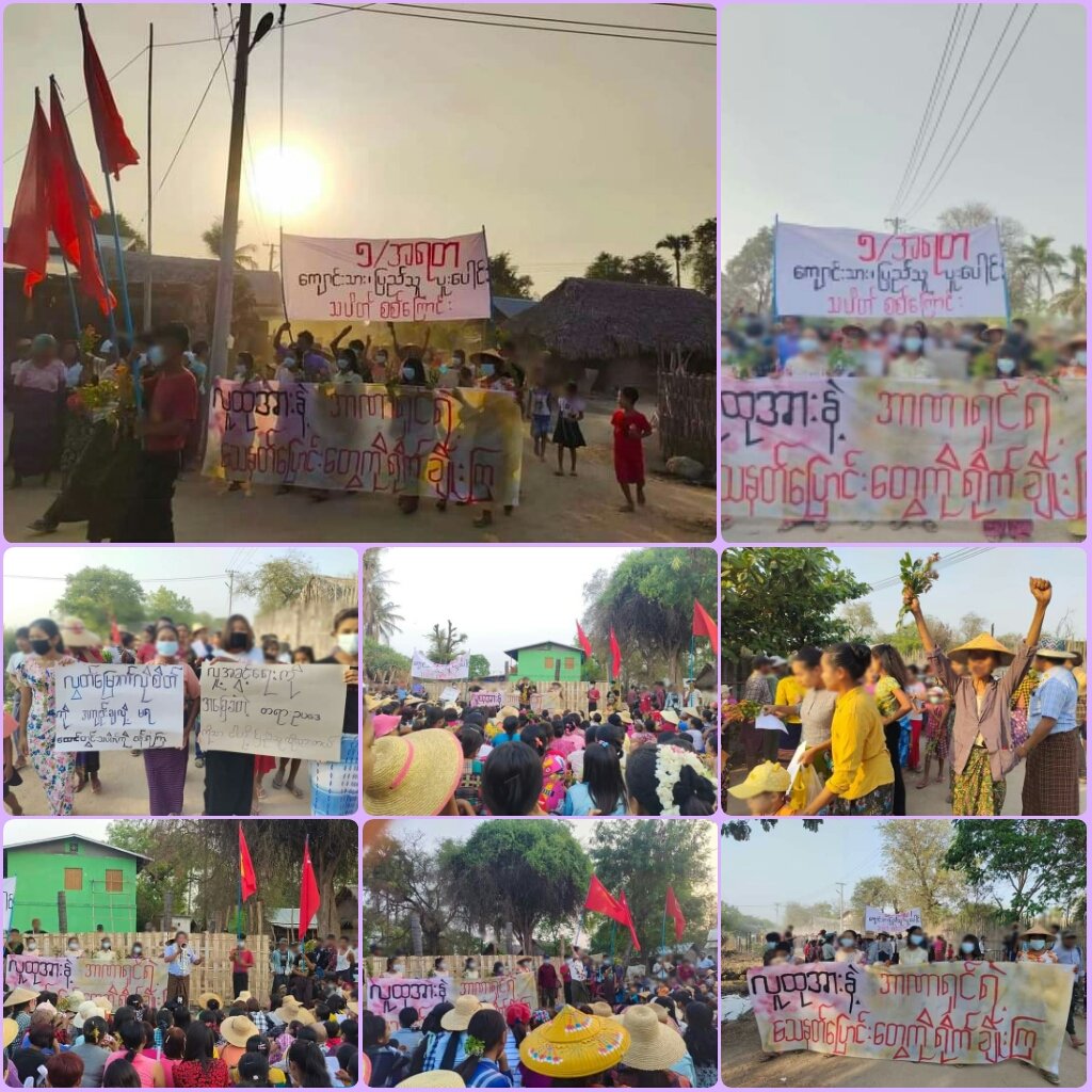 kayaprilnyein1's tweet photo. "Let break the Military's Guns with People' strength"

The Ayardaw Township Students Union and locals jointly led a protest movement against the Military dictatorship today.

#2022Apr6Coup
#BURMAAct2021
#PressureCongress
#HearTheVoiceOfMyanmar https://t.co/7ronFpIlhy