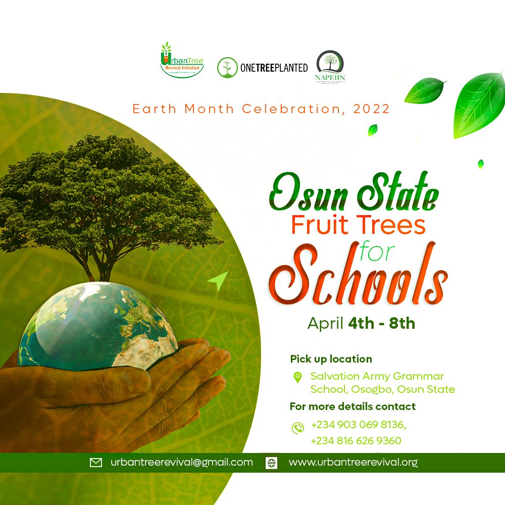 TreeRevivalTeam's tweet photo. Collaborating with @onetreeplanted @DEANinitiative to plant more #fruittrees in schools in #Osun #Anambra #Kano #Abuja #Oyo #Ogun #Lagos state Nigeria
#fruittrees4schools
#earthday #earthday2022 #earthdayiseveryday #earthday๐ #treerevival #saveourplanet #ClimateActionNow https://t.co/9TRwpbuthO