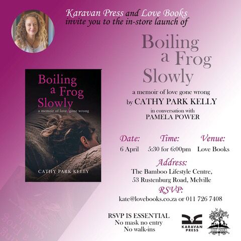 pamelapower's tweet photo. TONIGHT!! Launch of #BoilingAFrogSlowly by @CathyParkKelly1 @LoveBooksJozi.
5.30 for 6pm.
Not sure if there are any spots left but you might be lucky...
#newbookalert https://t.co/xudXpsPTnh