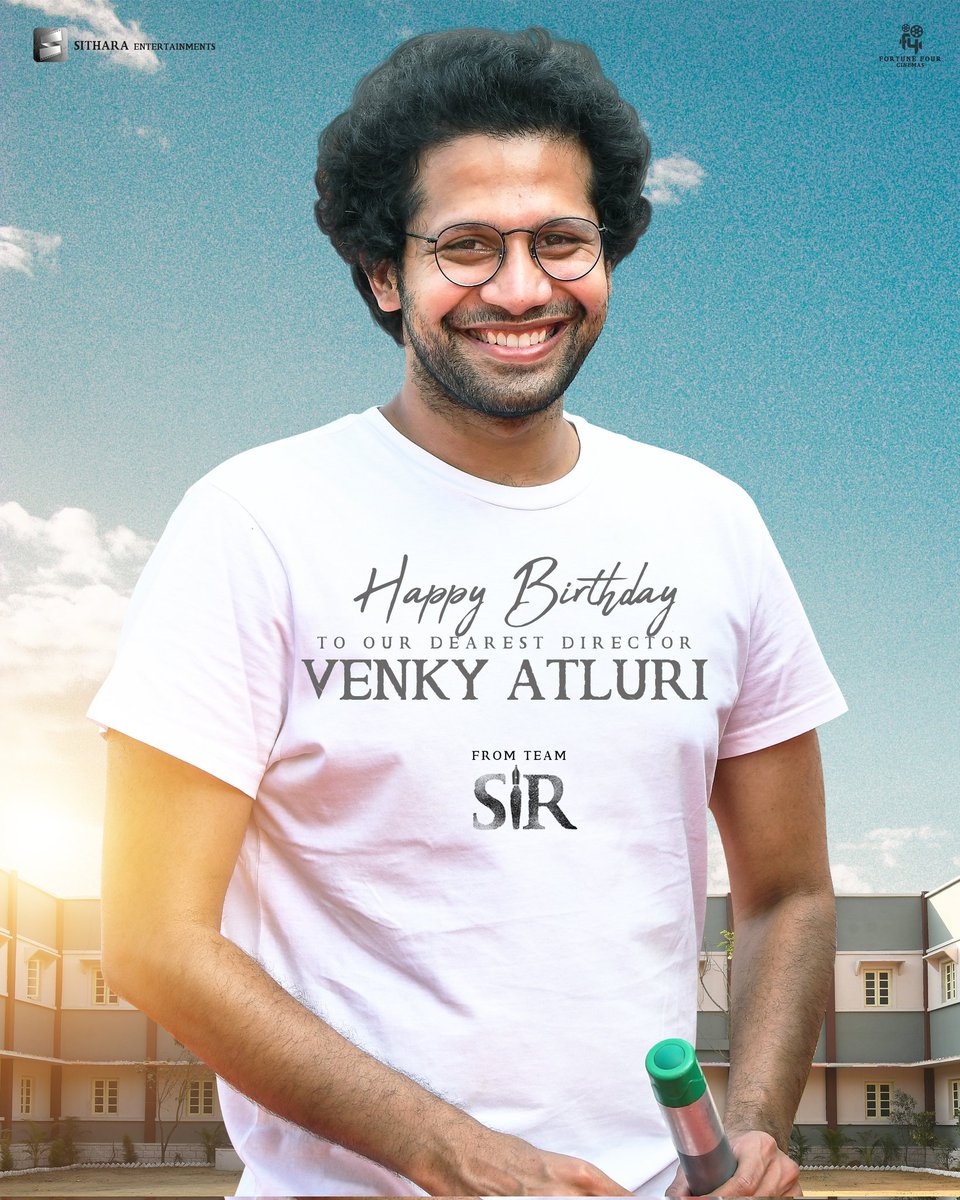 cinediary's tweet photo. Wishing a very Happy Birthday to our dearest director #VenkyAtluri from team #SIRMovie / #Vaathi 🤩 

@dhanushkraja @iamsamyuktha_ #VenkyAtluri @gvprakash @dopyuvraj @NavinNooli @vamsi84 #SaiSoujanya @Fortune4Cinemas @SitharaEnts https://t.co/UtOYved0Ct