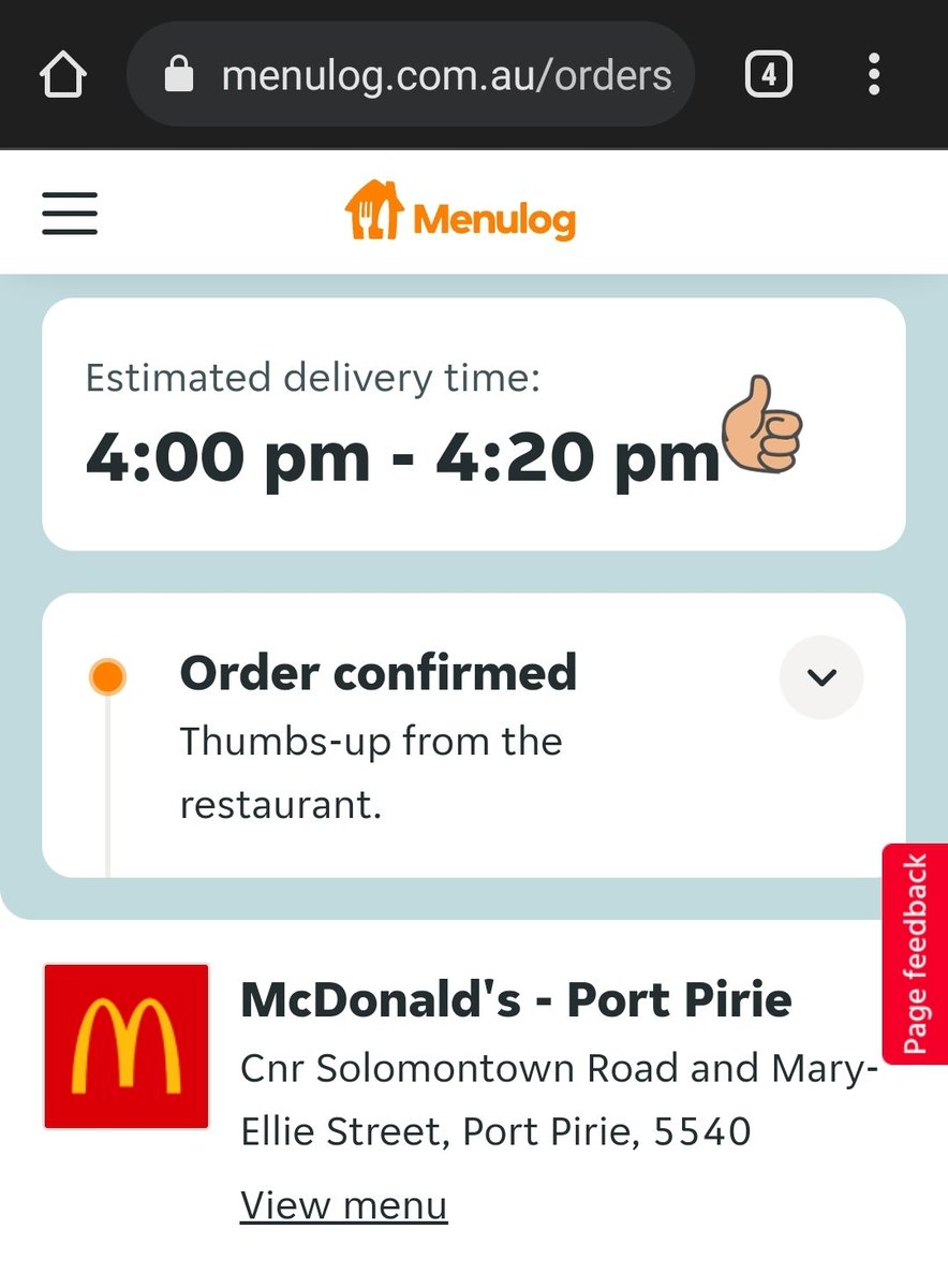 TraderTHM's tweet photo. @Menulog @maccas 

Seriously place an order at 236pm when you say 20 to 35 minute wait only to have the order completed with an estimated delivery time of 4pm to 420pm. 1.5 to 2 hours for a burger and drink...get real

What a bloody joke! https://t.co/lv7cyRbQ67