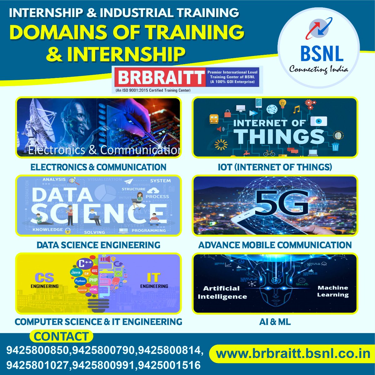 BRBRAITT's tweet photo. @BRBRAITT_BSNL 
New advance Training &amp; Internship Program starting from : April, 2022,Pursuing Engineering ,BE, B Tech,M Tech,BCA,MCA &amp; polytechnic students from (CS/IT/EC/EEE/IOT/Al-ML/Data Science) branch
Visit  :https://t.co/GcPew1Kv9w &amp; training fee is very nominal https://t.co/iESh3TBul0